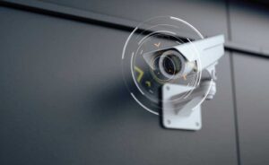Outdoor security camera for monitoring a home or business.